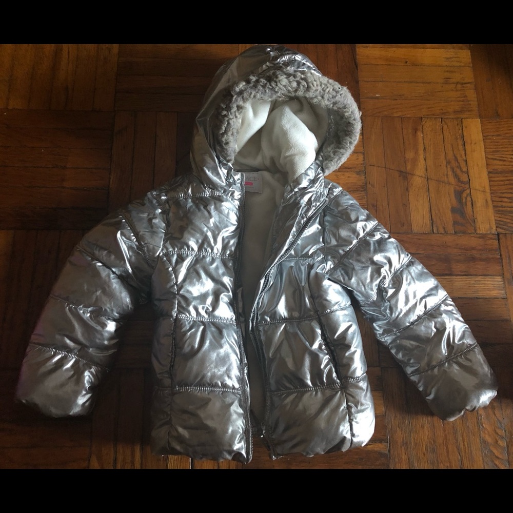 Children’s Place Silver Metallic Puffer Coat
